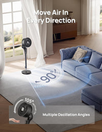 HKM-5557587 2026 Upgraded 90ft Airflow Quiet Oscillating Standing Fan, 20dB, 8 Speeds, Adjustable Height 38-42'', 8H Timer, DC Motor