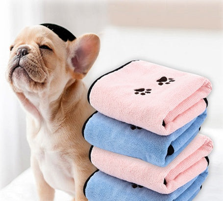 HKM-5559741 Microfiber Pet Towel in Solid Colors for Dogs - Light Blue, Pink, Gray, Deep Blue, Dark Green, Brown