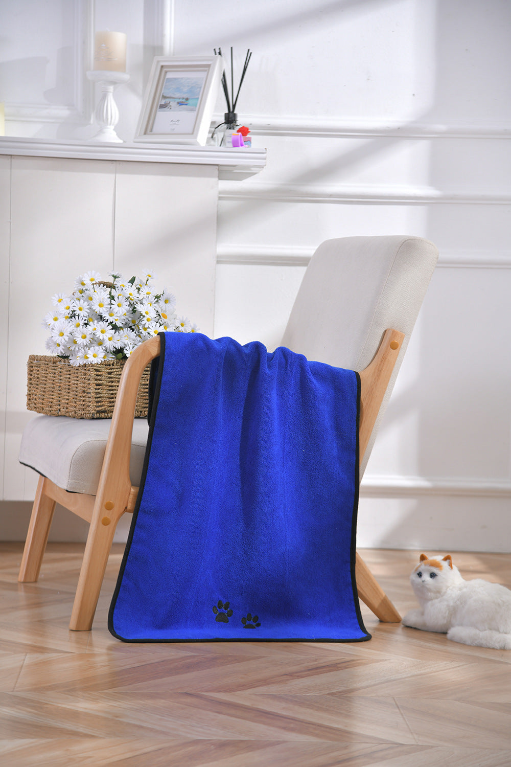 HKM-5559741 Microfiber Pet Towel in Solid Colors for Dogs - Light Blue, Pink, Gray, Deep Blue, Dark Green, Brown