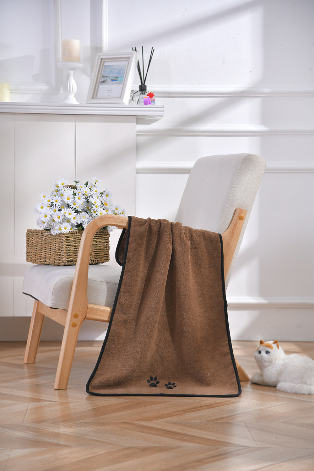 HKM-5559741 Microfiber Pet Towel in Solid Colors for Dogs - Light Blue, Pink, Gray, Deep Blue, Dark Green, Brown