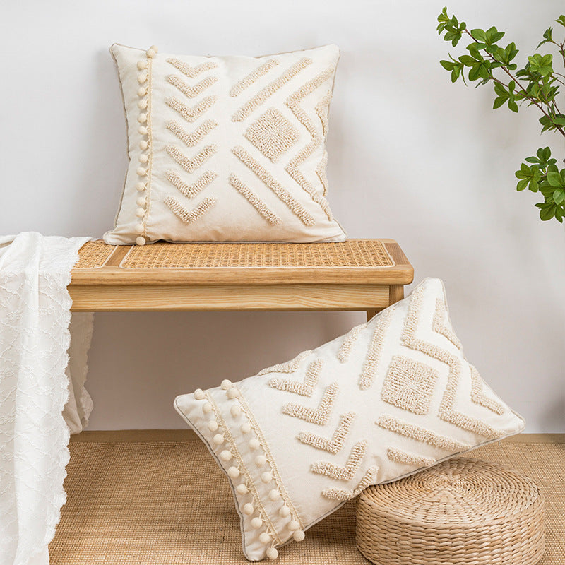 HKM-555987 Nordic Style Canvas Pillow Jacket - 30x50/45x45cm, Soft PP Cotton Filler