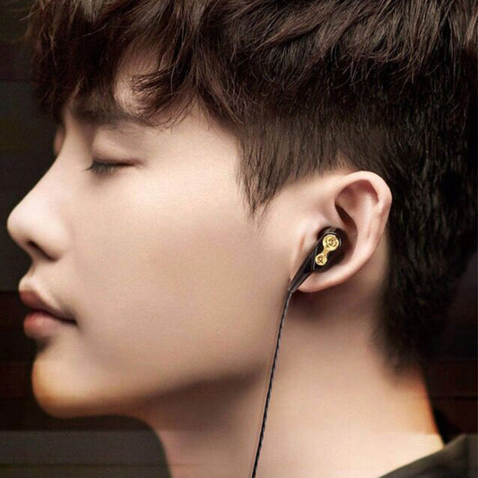 HKM-556179 In-Ear Dual Motion Sports Headphones with Microphone for Music and Communication - Wired, 3.5mm Plug