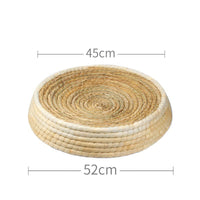 HKM-5561917 Cozy Straw and Corn Husk Cat Bed with 35cm Diameter for Relaxation
