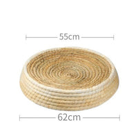 HKM-5561917 Cozy Straw and Corn Husk Cat Bed with 35cm Diameter for Relaxation