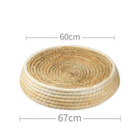 HKM-5561917 Cozy Straw and Corn Husk Cat Bed with 35cm Diameter for Relaxation
