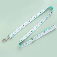 HKM-5562045 Small Leaf Polyester Dog Collar with Traction Rope - Available in Multiple Sizes