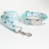HKM-5562045 Small Leaf Polyester Dog Collar with Traction Rope - Available in Multiple Sizes