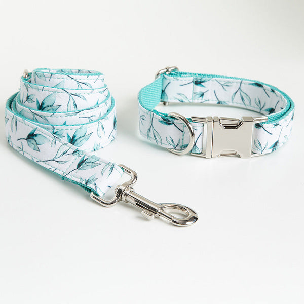 HKM-5562045 Small Leaf Polyester Dog Collar with Traction Rope - Available in Multiple Sizes