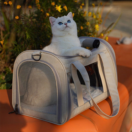 HKM-5562301 Retro Fashion Cat Crossbody Bag - Milky White Oxford Cloth, Breathable Styles with Roller Blinds