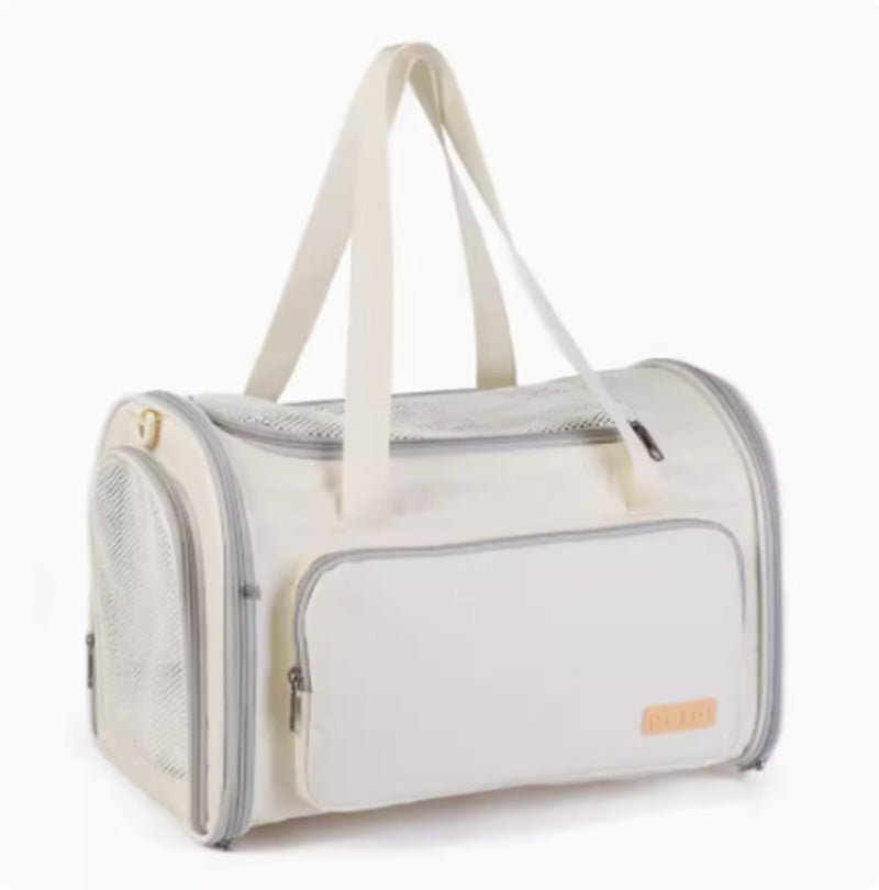 HKM-5562301 Retro Fashion Cat Crossbody Bag - Milky White Oxford Cloth, Breathable Styles with Roller Blinds