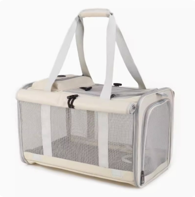 HKM-5562301 Retro Fashion Cat Crossbody Bag - Milky White Oxford Cloth, Breathable Styles with Roller Blinds