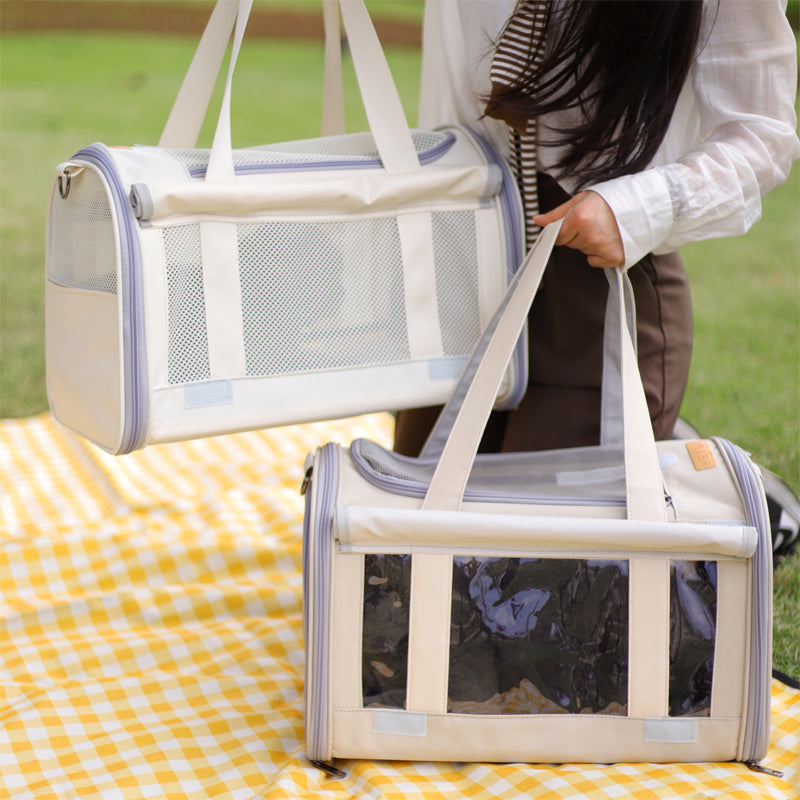 HKM-5562301 Retro Fashion Cat Crossbody Bag - Milky White Oxford Cloth, Breathable Styles with Roller Blinds