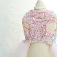 HKM-5562429 Princess Pet Wedding Dress for Dogs & Cats in Pink Sequin Gauze - Sizes XS to XL