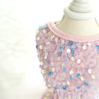 HKM-5562429 Princess Pet Wedding Dress for Dogs & Cats in Pink Sequin Gauze - Sizes XS to XL