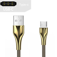 HKM-556243 Aluminum Alloy Braided Data Cable for Fast Charging - 1m Length, Compatible with Type-C, Micro USB, and Apple Devices
