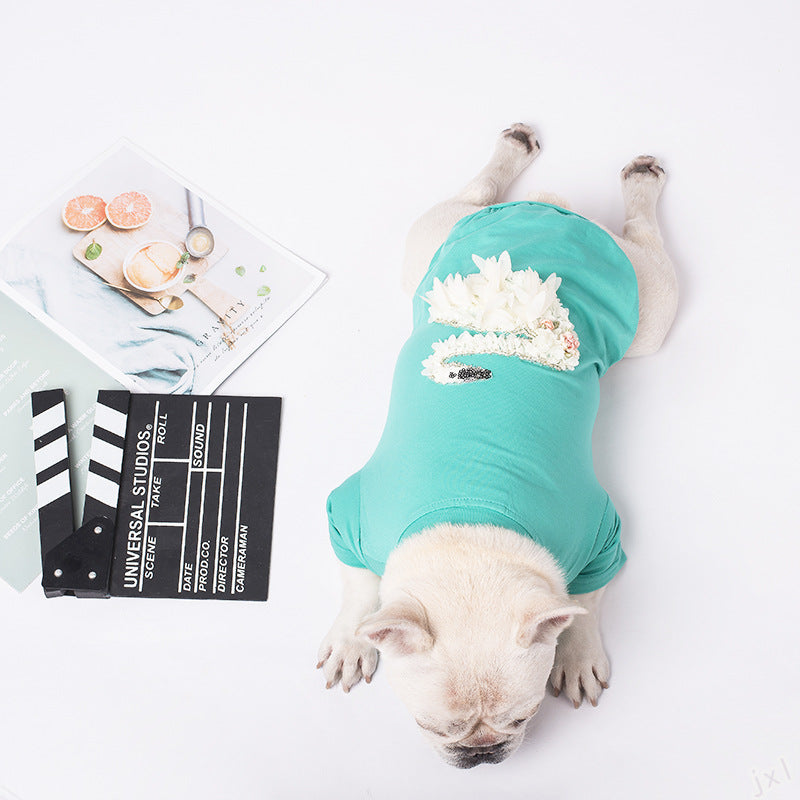HKM-5564221 Warm Cotton Sweater for Small Dogs - Light Purple and Lake Blue Options Available