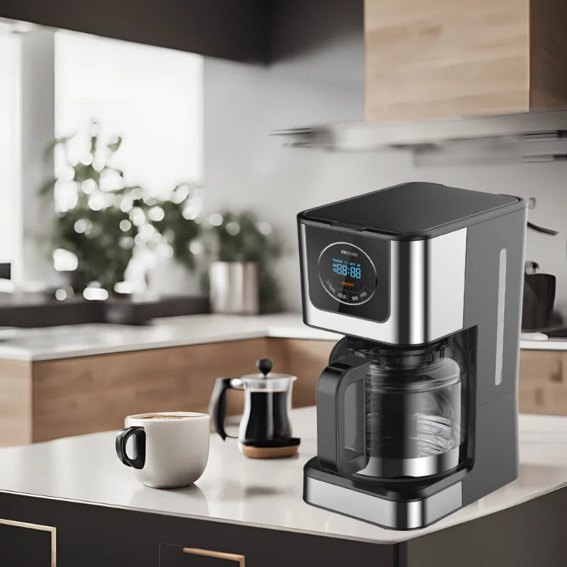 HKM-556435 Touch Panel Drip Coffee Maker for 10-12 Cups with High-Resistant Glass Pot