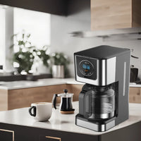 HKM-556435 Touch Panel Drip Coffee Maker for 10-12 Cups with High-Resistant Glass Pot
