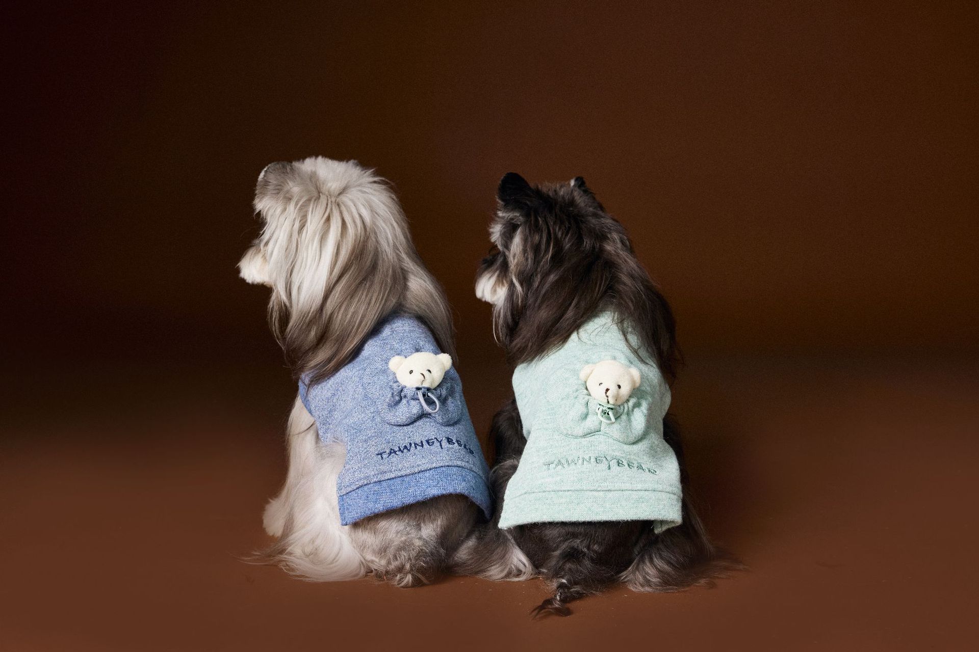 HKM-5564605 Bichon Maltese Sleeveless Sweater Featuring Three-Dimensional Bear Head Design in Blue and Green