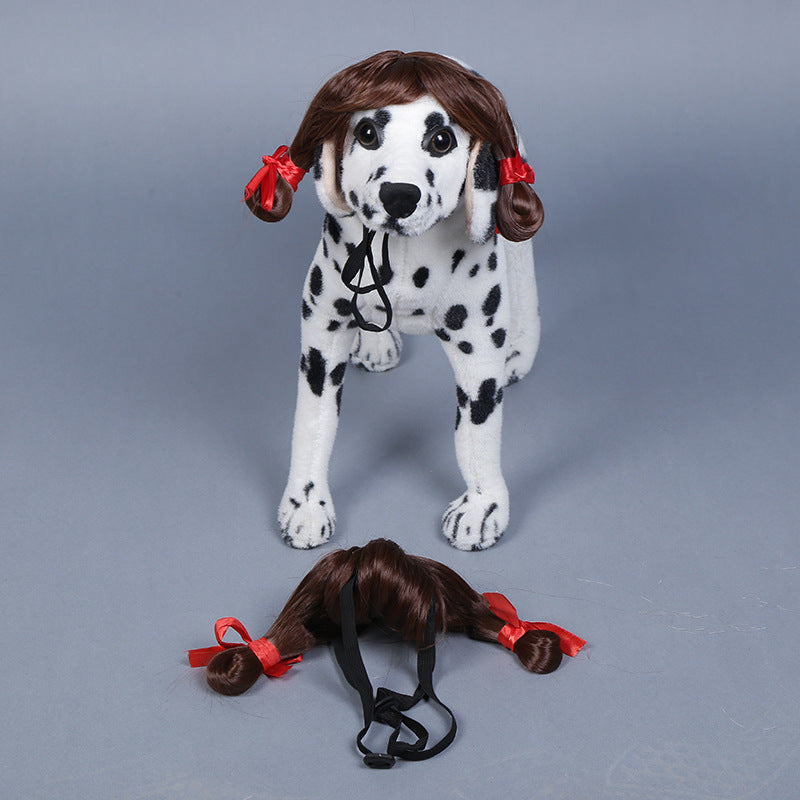 HKM-5564861 Dog Wig with Double Braid for Funny Costumes and Performance Props