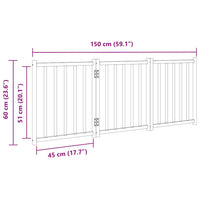 HKM-5565117 Foldable 3-Piece Dog Gate, 150 cm, Solid Fir Wood, Easy Install, Durable Design