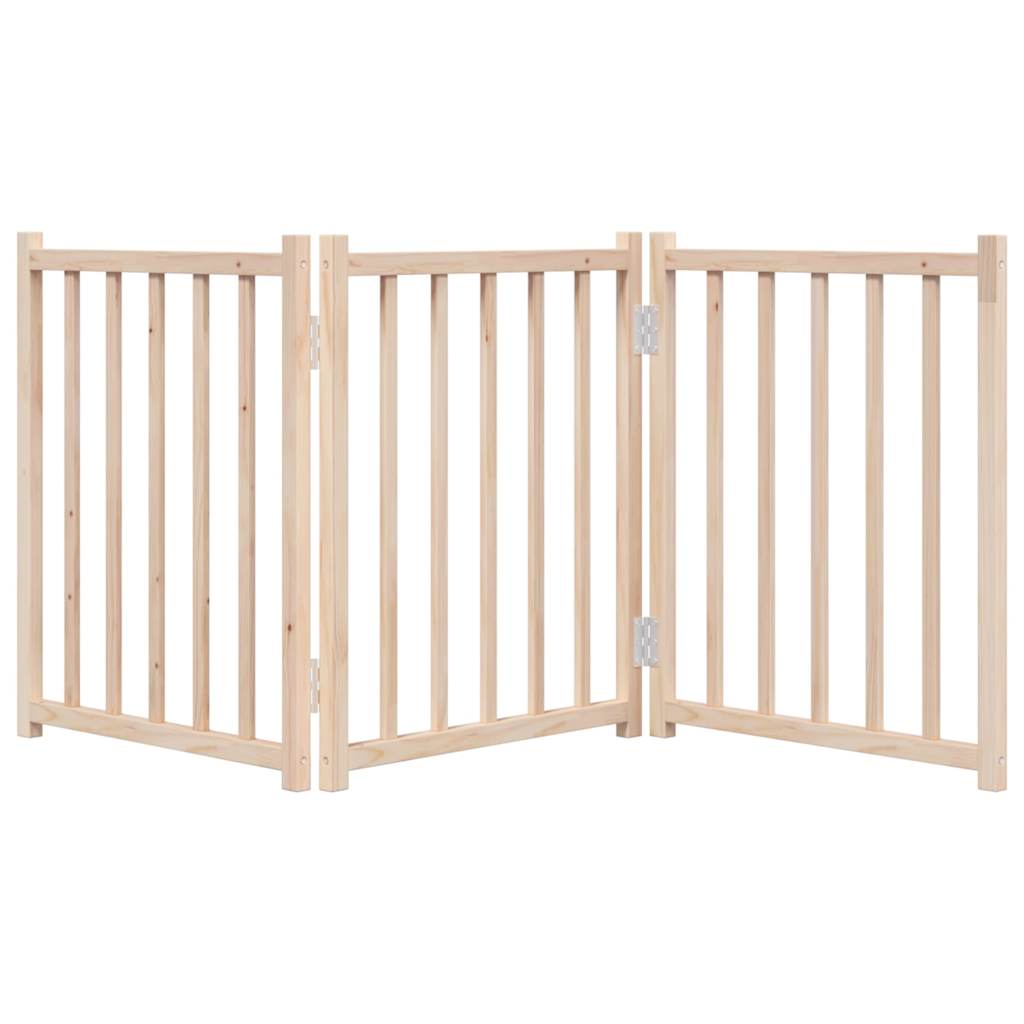 HKM-5565117 Foldable 3-Piece Dog Gate, 150 cm, Solid Fir Wood, Easy Install, Durable Design