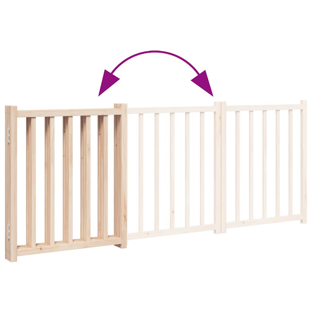 HKM-5565117 Foldable 3-Piece Dog Gate, 150 cm, Solid Fir Wood, Easy Install, Durable Design