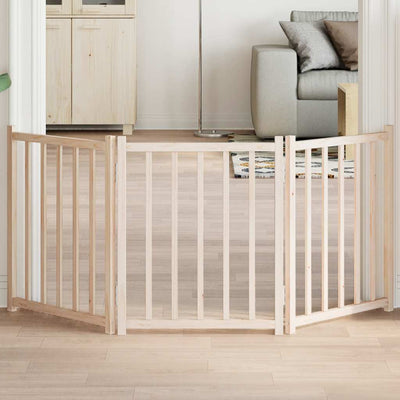 HKM-5565117 Foldable 3-Piece Dog Gate, 150 cm, Solid Fir Wood, Easy Install, Durable Design