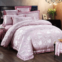 HKM-556627 Four-Piece Bedding Set in Tencel Cotton Satin Jacquard with Geometric Pattern