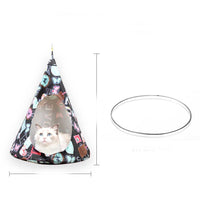HKM-5567421 Christmas Cone Canvas Cat Hammock for Cozy Rest and Sleep - Green and Black, 44cm Diameter, 56cm Height