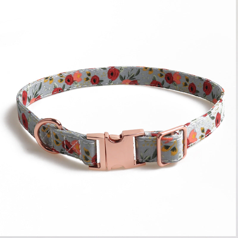 HKM-5568061 Rose Gold Buckle Bow Pet Collar with Adjustable Size and Matching Leash