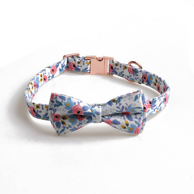 HKM-5568061 Rose Gold Buckle Bow Pet Collar with Adjustable Size and Matching Leash