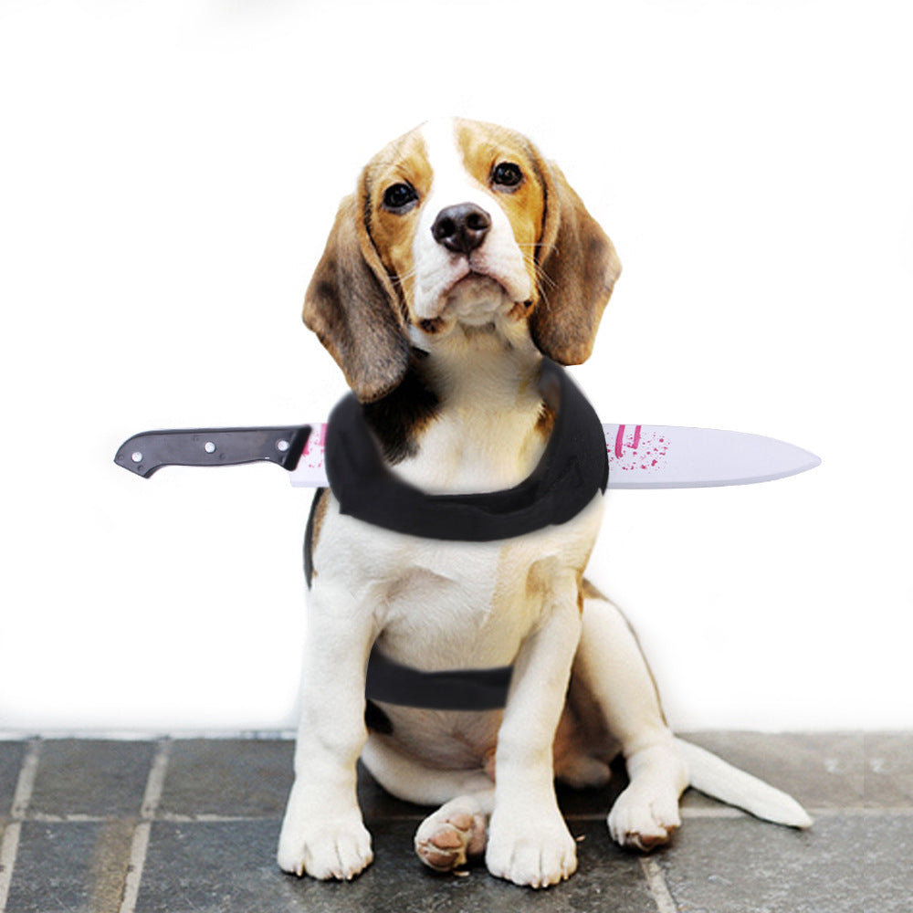 HKM-5569981 Pet Halloween Costume Vest with Bloody Knife Design for Dogs and Cats