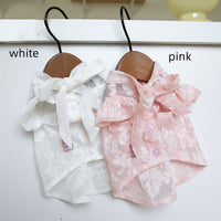 HKM-5573181 Cat Tie Bow Collar Dress - Polyester Skirt in White and Pink, Sizes XXS to 3XL