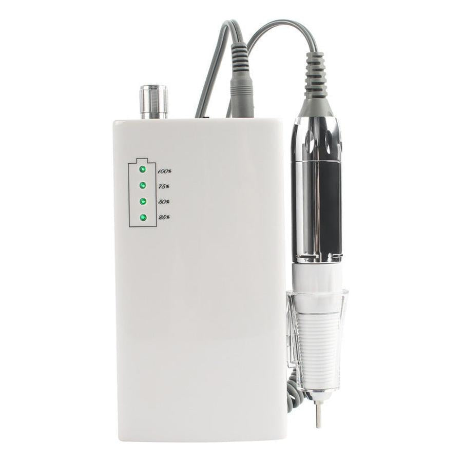HKM-557331 Rechargeable Electric Nail Polisher US805 - Nail Surface Grinding & Trimming Tool Set in Elegant White