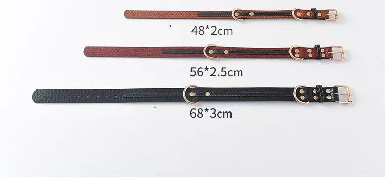 HKM-5575357 Labrador Leather Dog Collars for Medium and Large Dogs - Available in Black, Red, Yellow, and Brown