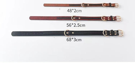 HKM-5575357 Labrador Leather Dog Collars for Medium and Large Dogs - Available in Black, Red, Yellow, and Brown