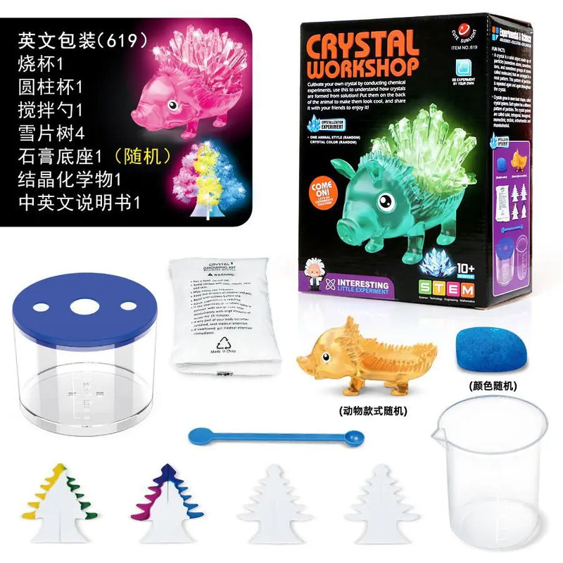 HKM-557587 Animal Crystal Growing Science Kit for Kids - Fun STEM DIY Workshop Toy Set