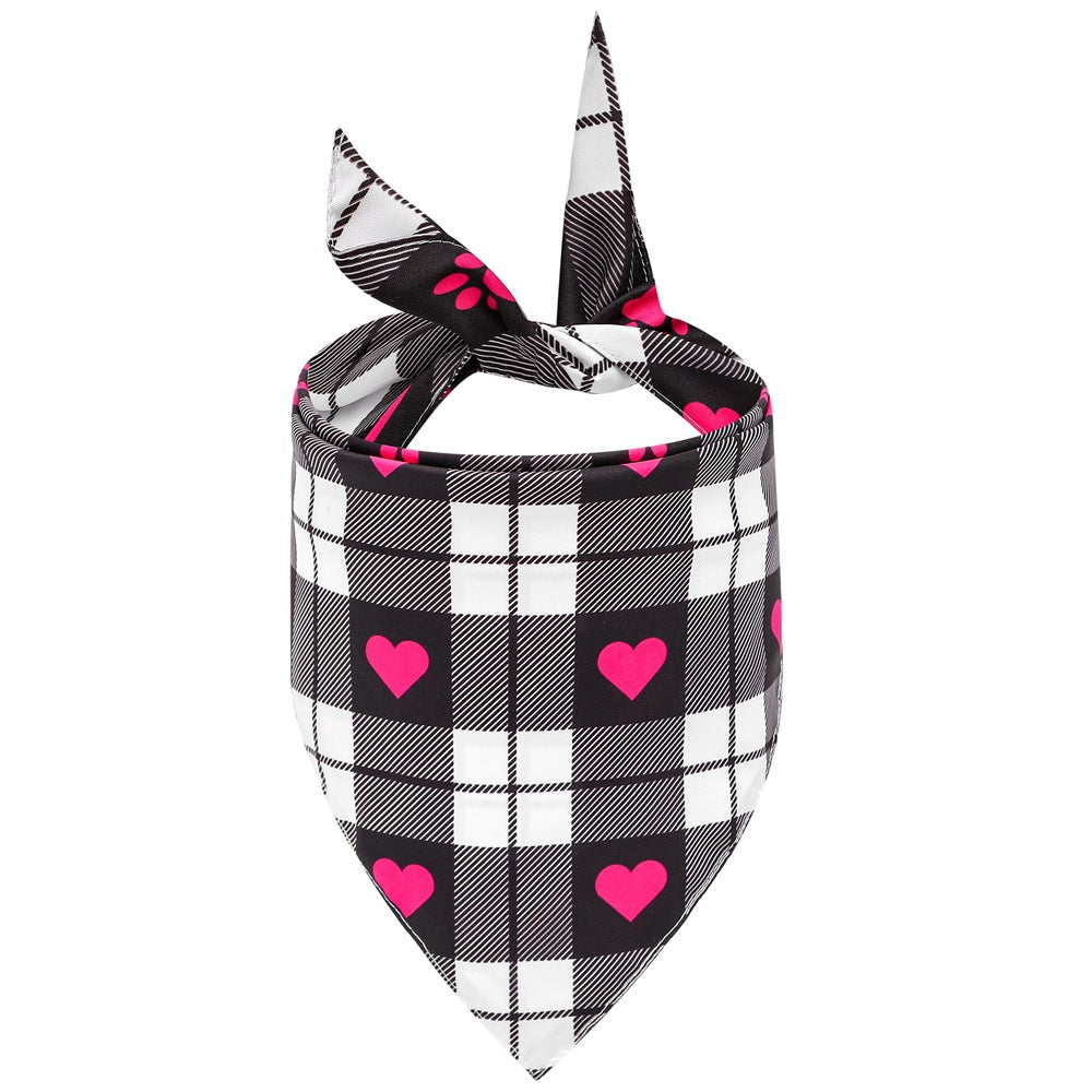 HKM-5578941 Valentine's Day Cartoon Pet Scarf - Triangle Design, Polyester Material, Multiple Styles