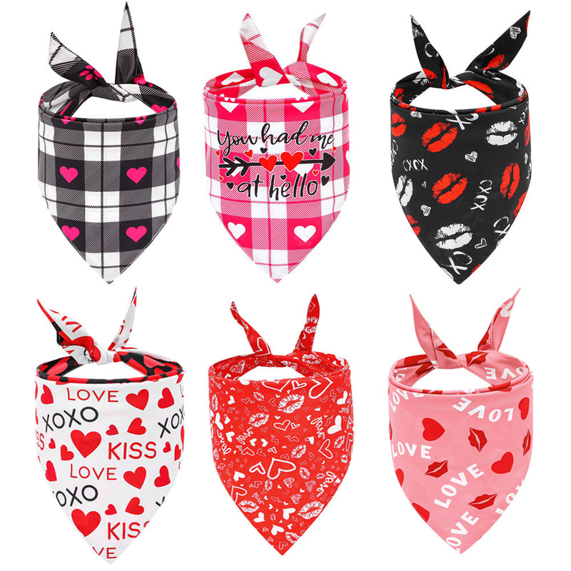 HKM-5578941 Valentine's Day Cartoon Pet Scarf - Triangle Design, Polyester Material, Multiple Styles