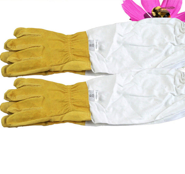 HKM-5579197 BeeWARE White Polyester Cotton Sheepskin Anti-Bee Gloves for Bee Harvesting