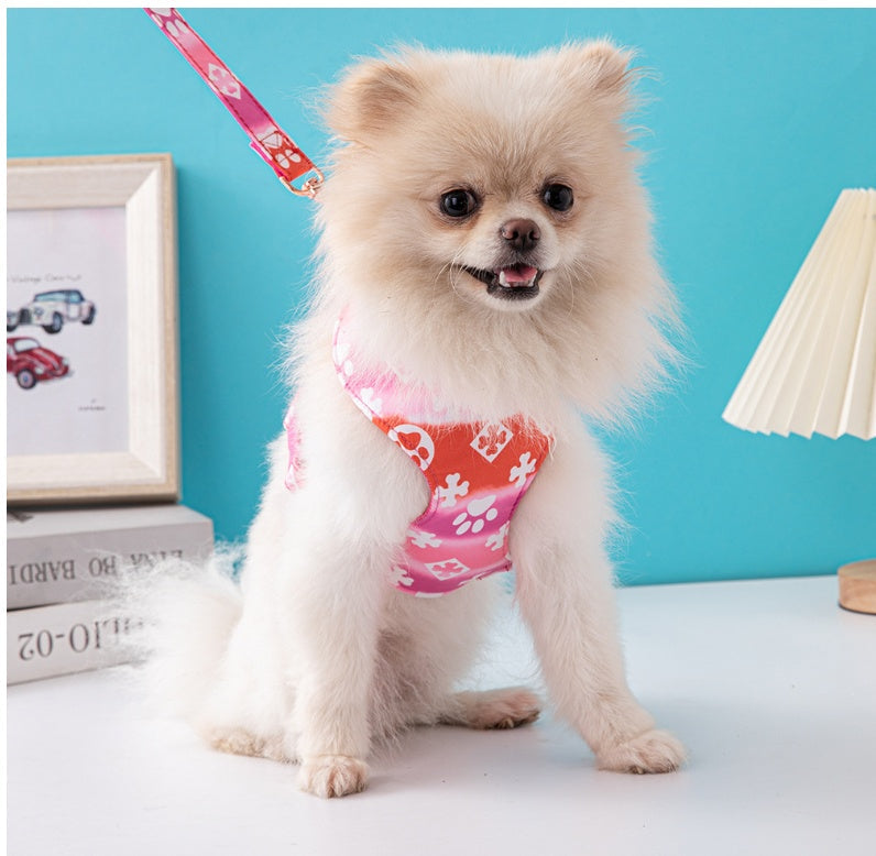 HKM-5580605 Fashionable Pet Harness with Traction Rope for Dogs - Available in Red, Blue, and Pink