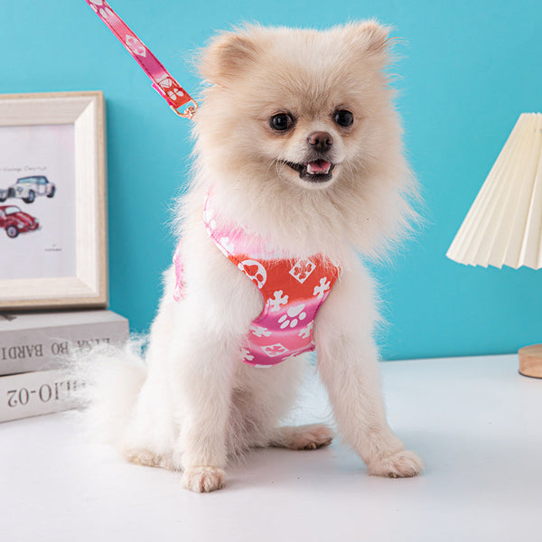 HKM-5580605 Fashionable Pet Harness with Traction Rope for Dogs - Available in Red, Blue, and Pink