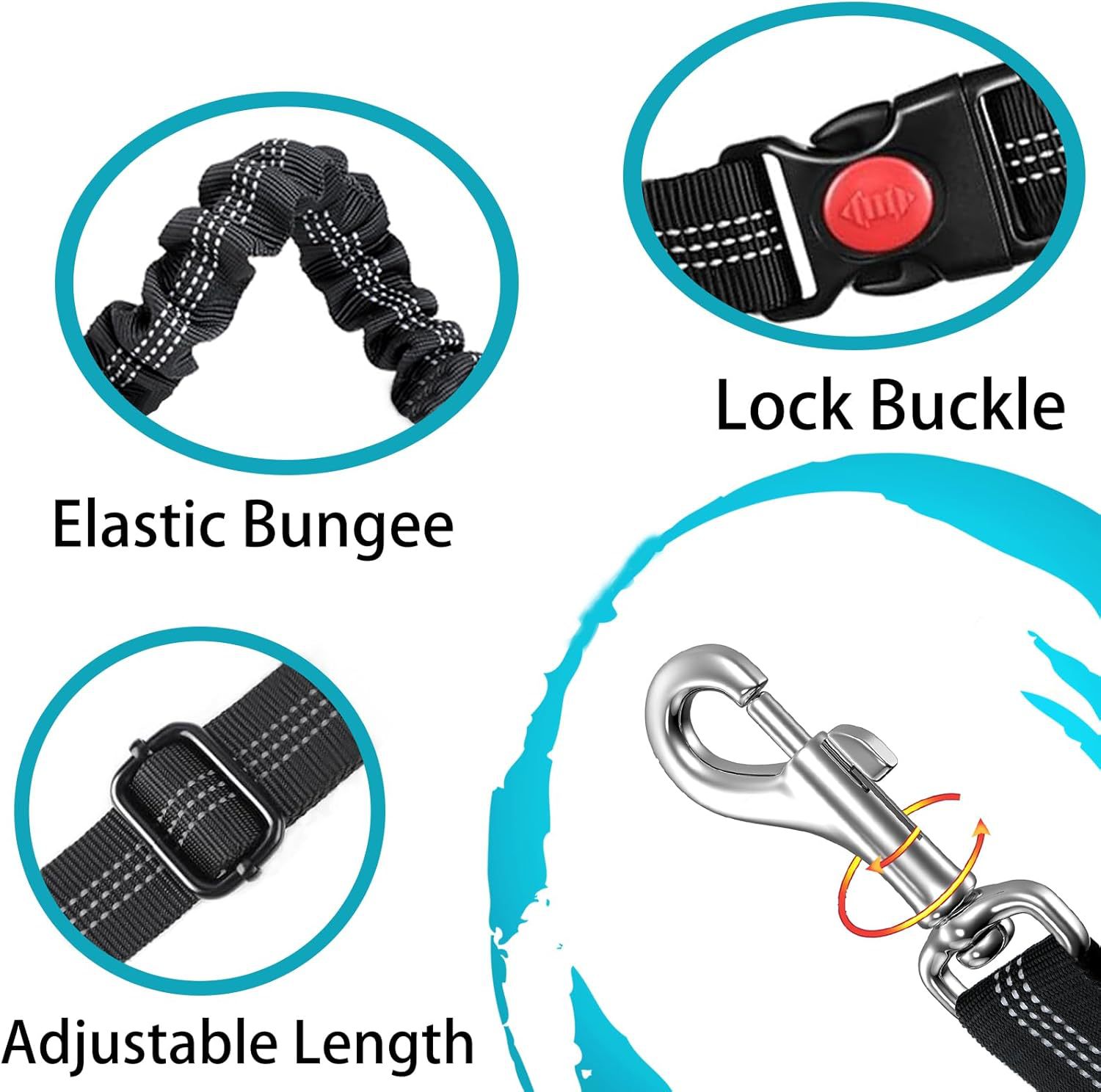 HKM-5581117 Retractable Dog Leash with Anti-Pull Car Seatbelt for Comfortable Walks