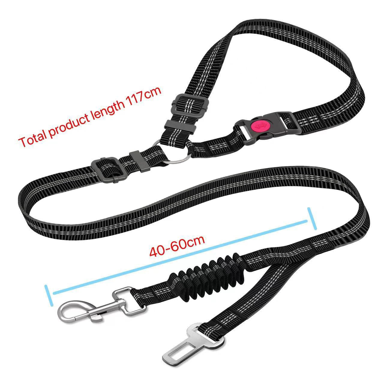 HKM-5581117 Retractable Dog Leash with Anti-Pull Car Seatbelt for Comfortable Walks