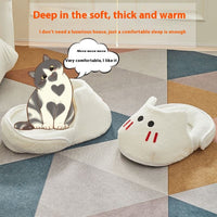 HKM-5581373 Cozy Rabbit Slippers Cat Nest - Four Seasons Universal Mat for Cats in Snow White and Elegant Gray