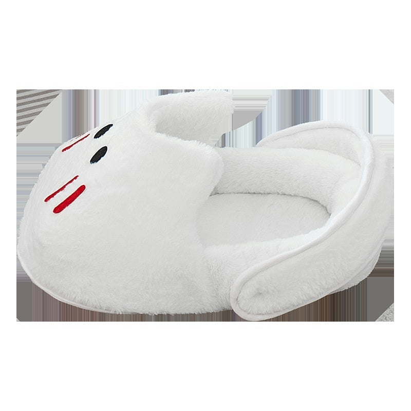 HKM-5581373 Cozy Rabbit Slippers Cat Nest - Four Seasons Universal Mat for Cats in Snow White and Elegant Gray