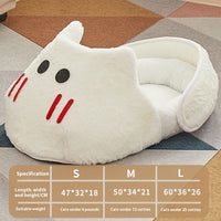HKM-5581373 Cozy Rabbit Slippers Cat Nest - Four Seasons Universal Mat for Cats in Snow White and Elegant Gray