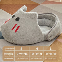 HKM-5581373 Cozy Rabbit Slippers Cat Nest - Four Seasons Universal Mat for Cats in Snow White and Elegant Gray