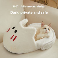 HKM-5581373 Cozy Rabbit Slippers Cat Nest - Four Seasons Universal Mat for Cats in Snow White and Elegant Gray